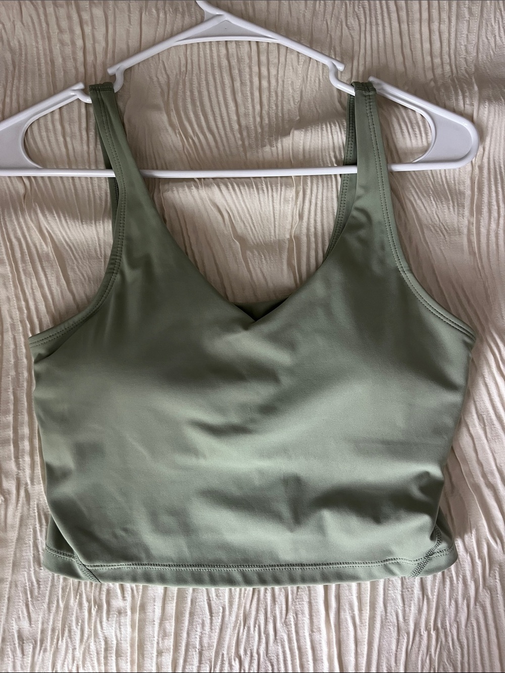 Sage Green V-Neck Crop Tank Top